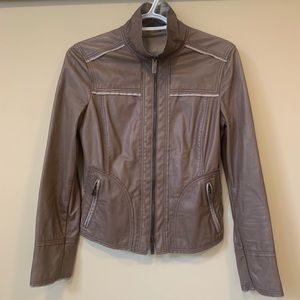 Giorgio Armani Lamb Leather Crop Zip Up Jacket